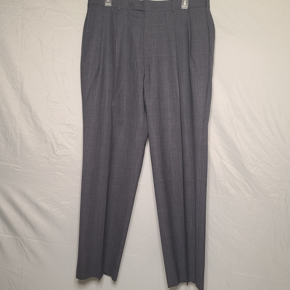 Vintage Lands End Pants Mens Gray 34 Tweed Wool Preppy Tradition